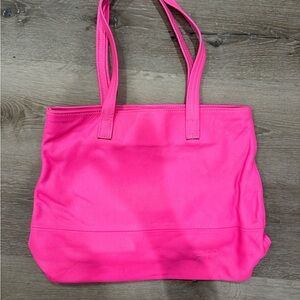 Freshly Picked Leather Tote Bag - neon pink
